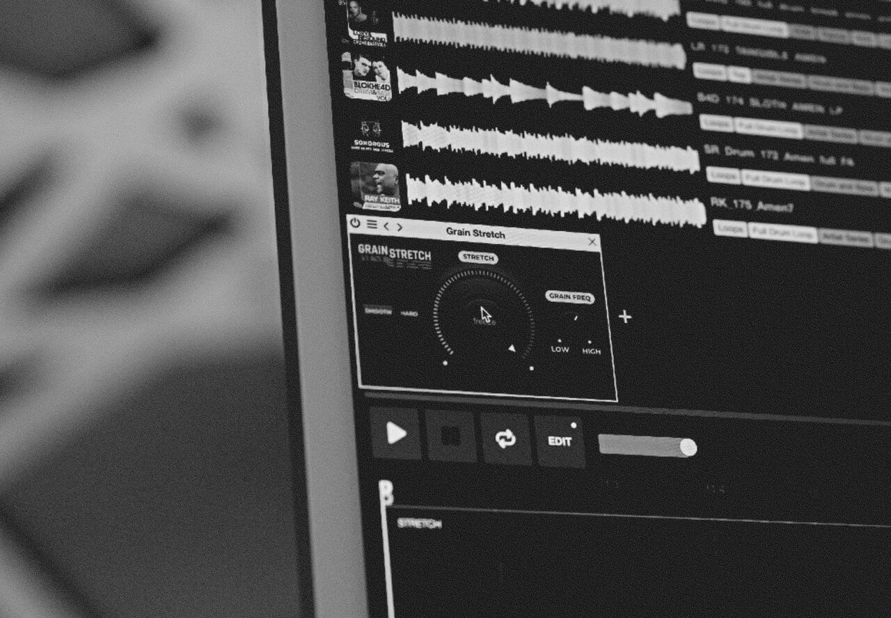 Loopcloud waveform editor with the Grain Stretch plugin